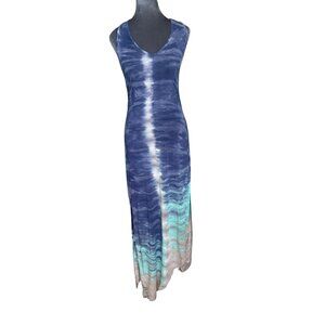 River & Sky Sleeveless Tie-Dye Maxi Dress Blue/Green Size XS
